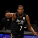 Kevin Durant #7 of the Brooklyn Nets celebrates his three point shot in the second quarter against the Toronto Raptors at Barclays Center on February 05, 2021 in New York City. NOTE TO USER: User expressly acknowledges and agrees that, by downloading and or using this photograph, User is consenting to the terms and conditions of the Getty Images License Agreement.